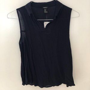 New, Collared, Quarter-Button Tank Blouse